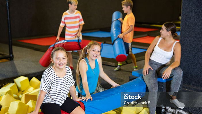 A group of children at a soft play centre