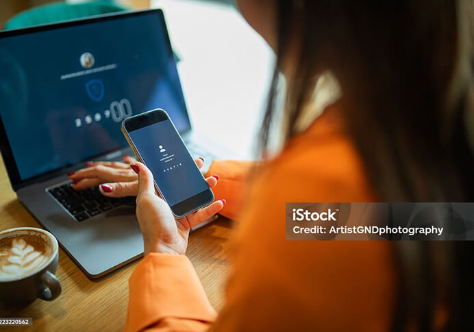 A woman using a smartphone device